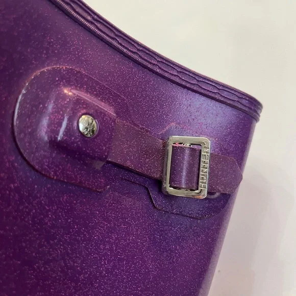 Hunter Boots original Tall rain boots in Purple Glitter sparkle size 7 - Picture 7 of 10